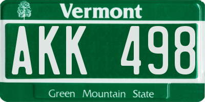 VT license plate AKK498