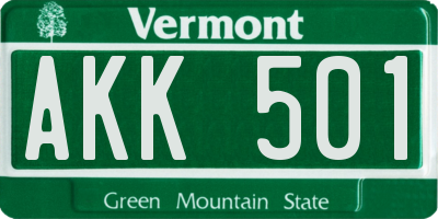 VT license plate AKK501