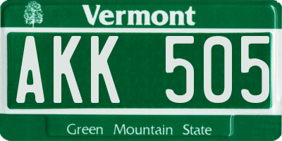 VT license plate AKK505