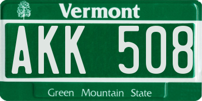 VT license plate AKK508