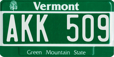 VT license plate AKK509