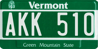 VT license plate AKK510