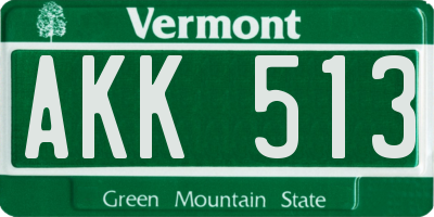 VT license plate AKK513