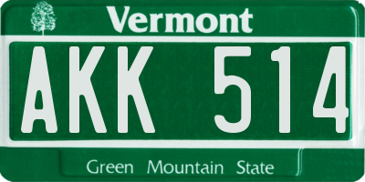 VT license plate AKK514