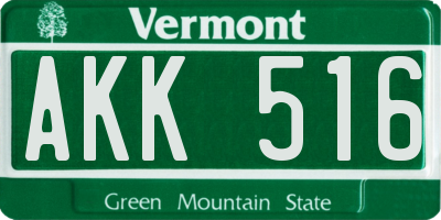 VT license plate AKK516