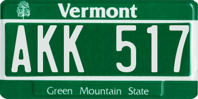 VT license plate AKK517