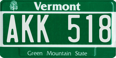 VT license plate AKK518