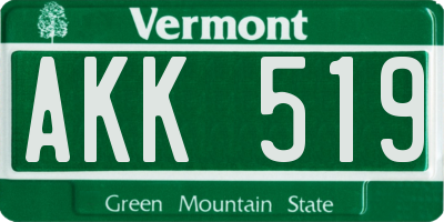 VT license plate AKK519