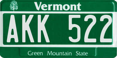 VT license plate AKK522