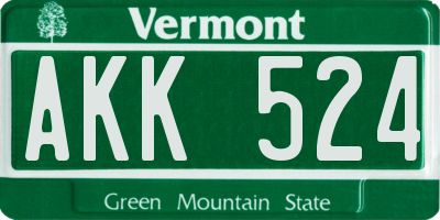 VT license plate AKK524