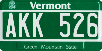 VT license plate AKK526