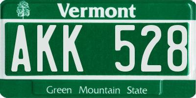 VT license plate AKK528