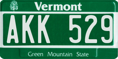 VT license plate AKK529