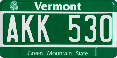VT license plate AKK530