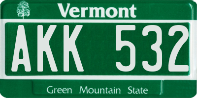 VT license plate AKK532
