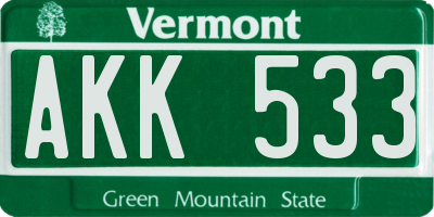 VT license plate AKK533