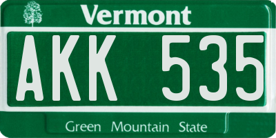 VT license plate AKK535