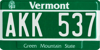 VT license plate AKK537