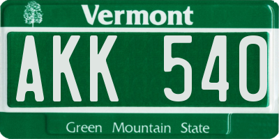 VT license plate AKK540