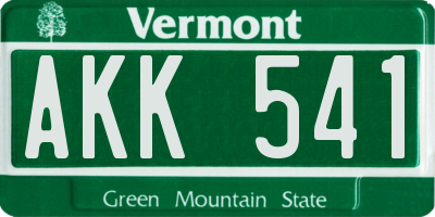 VT license plate AKK541