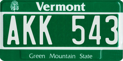VT license plate AKK543