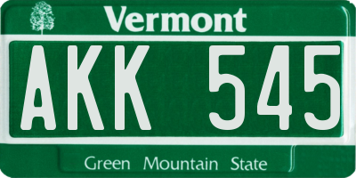 VT license plate AKK545