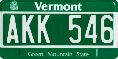 VT license plate AKK546