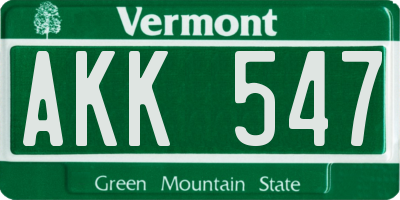 VT license plate AKK547
