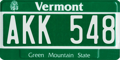 VT license plate AKK548