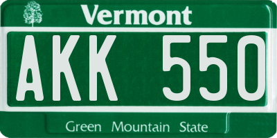 VT license plate AKK550