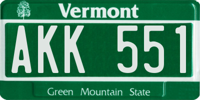 VT license plate AKK551
