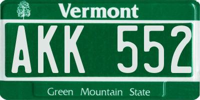 VT license plate AKK552