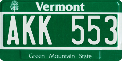 VT license plate AKK553
