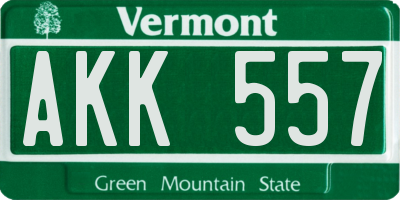 VT license plate AKK557