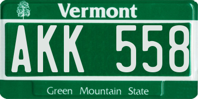 VT license plate AKK558