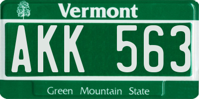 VT license plate AKK563