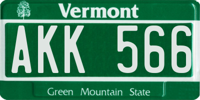 VT license plate AKK566