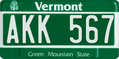 VT license plate AKK567