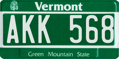 VT license plate AKK568