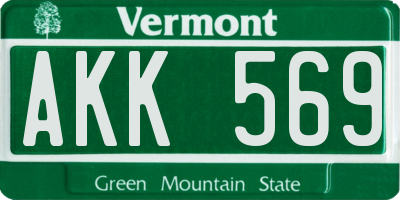 VT license plate AKK569