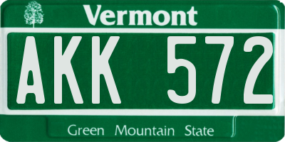 VT license plate AKK572