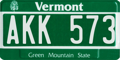 VT license plate AKK573