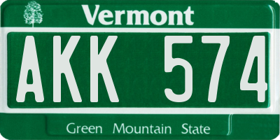 VT license plate AKK574