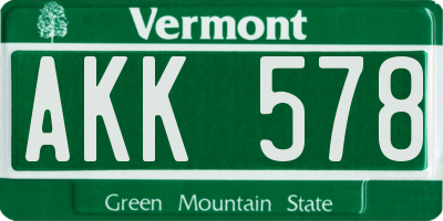 VT license plate AKK578