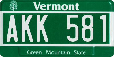 VT license plate AKK581