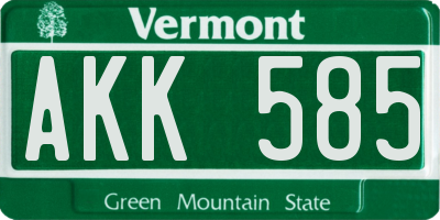 VT license plate AKK585