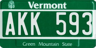 VT license plate AKK593