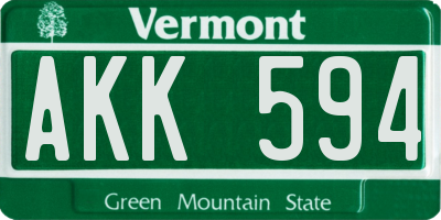 VT license plate AKK594