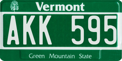 VT license plate AKK595