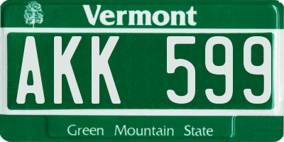 VT license plate AKK599